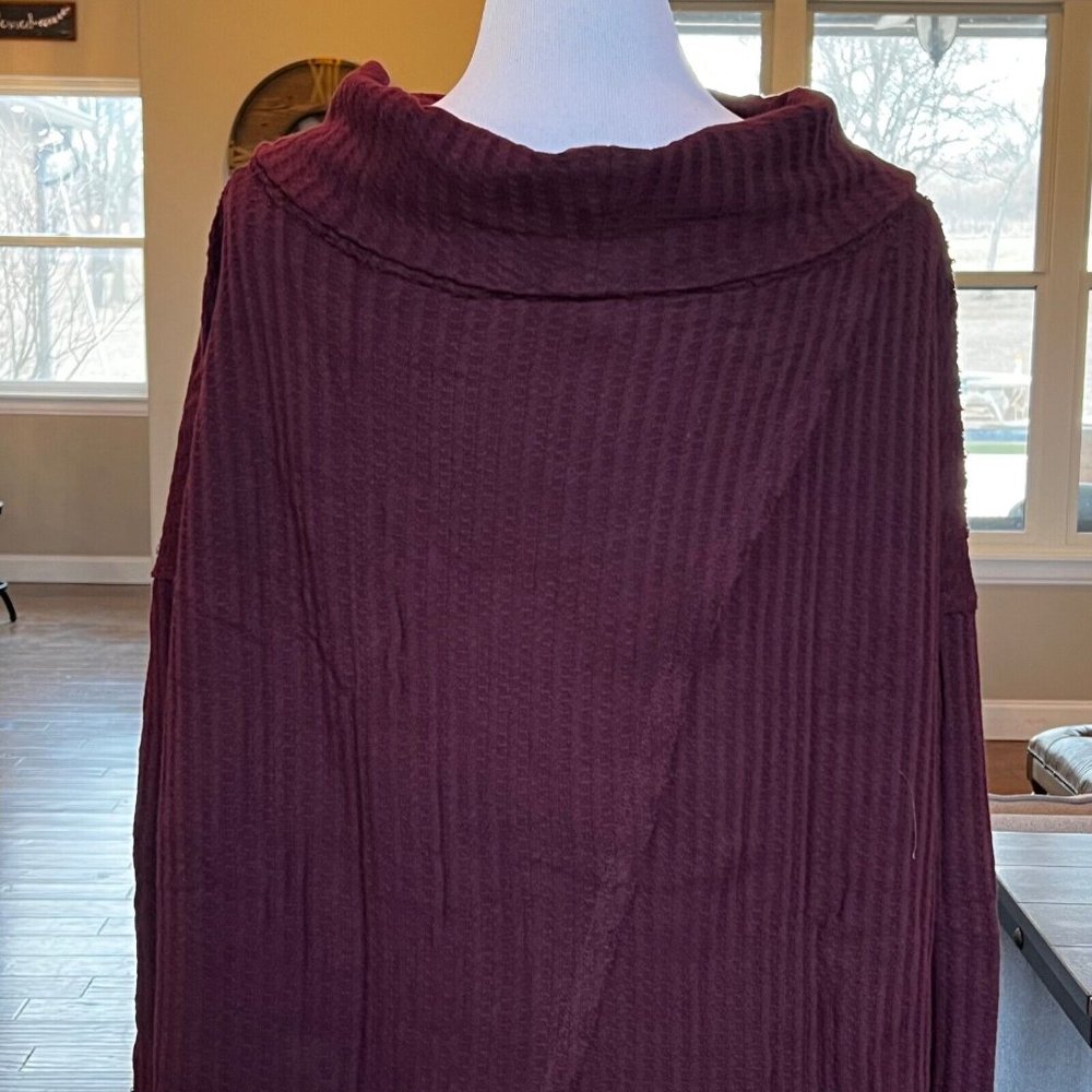 NWT Free People Sweater XS Oversized Cowl Neck Draped Tunic Top Date Night Wine - Picture 11 of 13